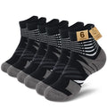 IRAMY Compression Ankle Support Crew Socks Men Women Wicking Plantar Fasciitis Relief Running Hiking Socks 3 Pairs - color: Black-6 Packs-0, size: Small