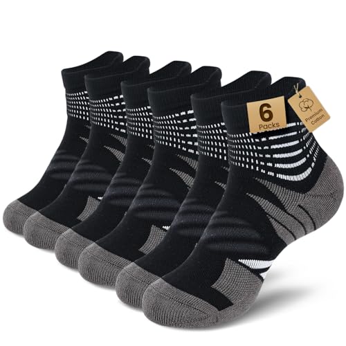 IRAMY Compression Ankle Support Crew Socks Men Women Wicking Plantar Fasciitis Relief Running Hiking Socks 3 Pairs - color: Black-6 Packs-0, size: Large