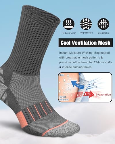 Crew Socks for Women Cushioned Athletic Running Hiking Compression 5 Pairs - color: 5 Pairs Crew Socks, size: 6-8