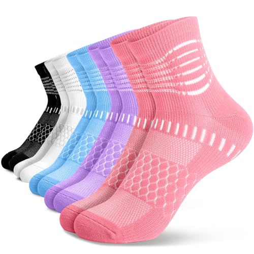 IRAMY Ankle Compression Socks Women Men Plantar Fasciitis Relief 3/5 Pairs - color: Pink+purple+blue+black+white(5 Pairs), size: Medium