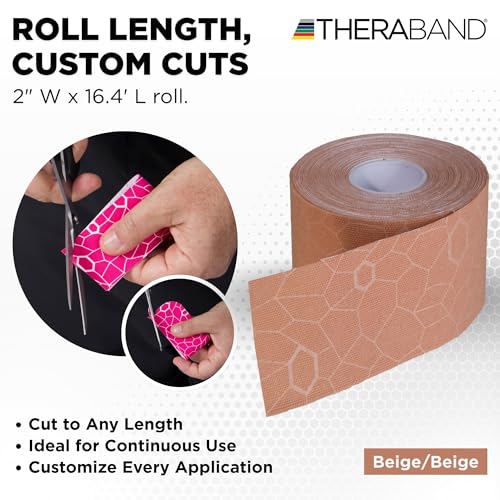 THERABAND Kinesiology Tape, Knee, Athletic, Shoulder, Roll, 2", Beige/Beige - color: Beige/Beige, size: 2" x 16.4, style: 1 Roll