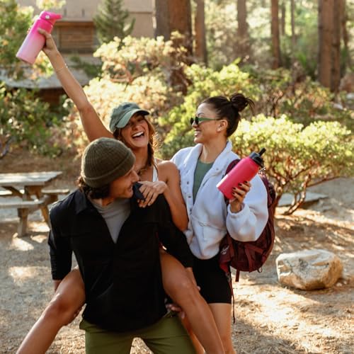 BJPKPK 32oz Insulated Water Bottle, Stainless Steel Bottle with Straw Lid - color: Cherry, size: 32 Ounces