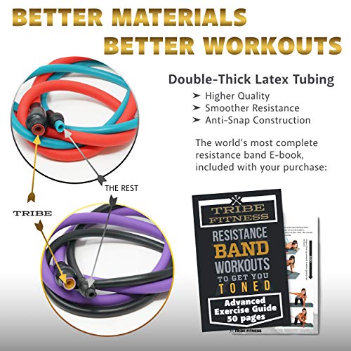 TRIBE Resistance Bands Set &Weights for Exercises Bands for Men/Women with Workout Bands, Handles, Door Anchor, Ankle Straps, Carry Bag, Exercise eBook I Resistance Training, Fitness Equipment