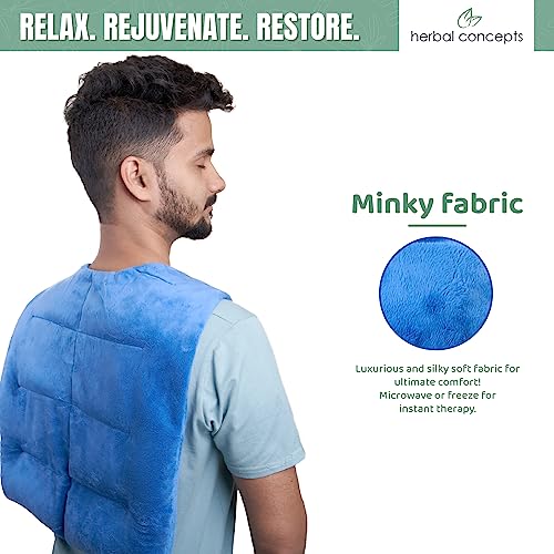 Herbal Concepts Aromatherapy Vest Shaped Microwaveable Wrap Made of Organic Flaxseed, Peppermint, & Lemon Grass for Back | Back Pack Relieves Stress & Pain | Available in Charcoal (Olive) - color: Olive
