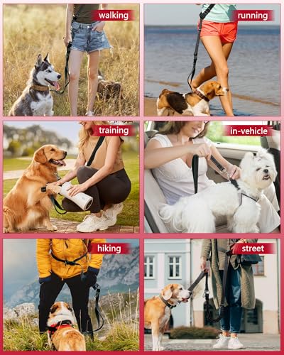 Hands Free Dog Leash, Multifunctional Crossbody Dog Leash - color: Black, size: Large-5.9-9.5ft