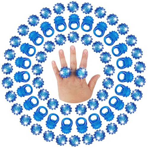 50 Pcs Light Up Rings Flashing LED Rubber Finger Rings for Carnival, July 4th, Halloween, Christmas, Concert, Goodie Bag Fillers, Raves - color: Blue