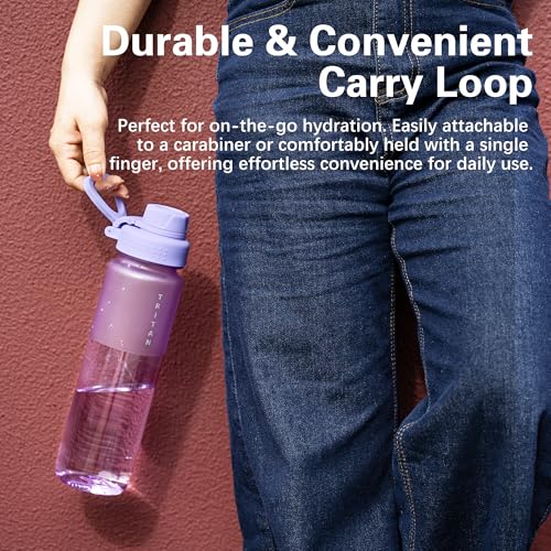 OLDLEY 32oz Frosted Clear Water Bottle, BPA-Free Tritan Plastic Reusable Water Bottle with Fast-Flow Spout Lid, Wide Mouth Leakproof Sports Drinking Bottle for Gym, School, Office, Travel,Amethyst - color: Amethyst