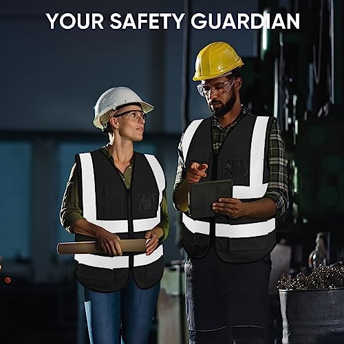 TICONN High Visibility Reflective Safety Vest for Men & Women, ANSI Class 2 - color: Black, size: X-Large