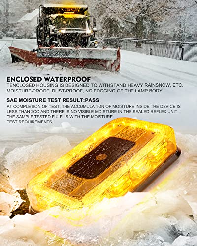 LUMENIX Rooftop Magnetic Strobe Beacon Amber LED Light Bar for Trucks - color: Amber