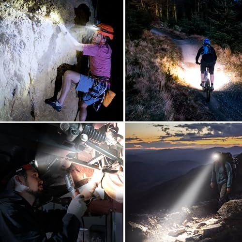 Blukar LED Headlamp Rechargeable, 2000L Super Bright Headlight Flashlight - color: Black