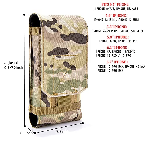 Universal Tactical MOLLE Holster Army Mobile Phone Belt Pouch EDC Security Pack Carry Accessory Kit Waist Bag Case Compatible iPhone 13 Pro X XS Max XR 7 8 6/6s Plus for Samsung Galaxy S10 S9 S8 Plus - color: #E (Big)