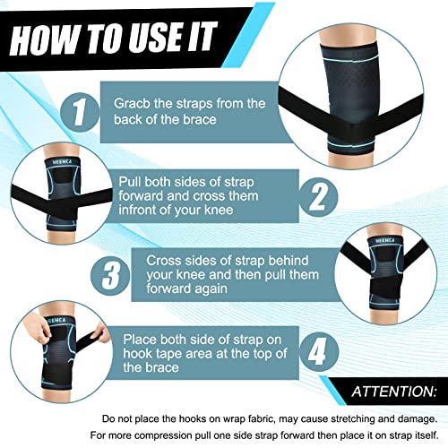 Compression Knee Brace for Women & Men - 2 Pack with Adjustable Straps - color: 2 Pack - Sky Blue, size: Medium