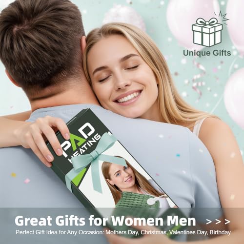 VALGELUIK Electric Heating Pad 12 x 24 in - Gifts for Women Mom Wife - color: Bean Green, size: 12 Inch x 24 Inch