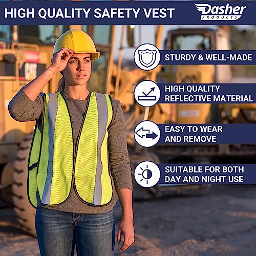 Safety Vest with High Visibility - 2 Inch Reflective Strips, Bright Neon Yellow, Breathable Polyester Mesh Fabric, ANSI ISEA Class Unrated, Hi Viz All Day and Night (10 Pack - XL-XXXL) - size: X-Large-3X-Large