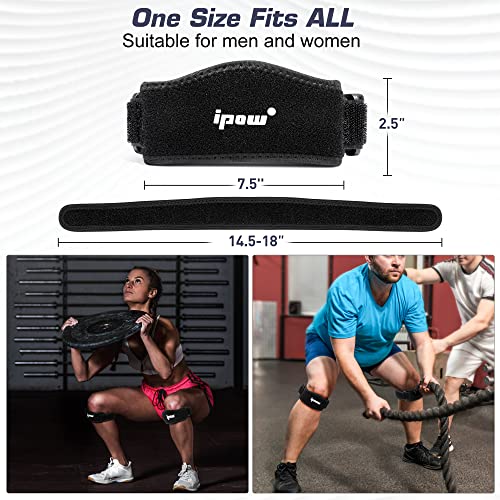 IPOW 2 Pack Thickened Pad&Wide Patella Knee Strap,Pain Relief Patellar Tendon Support,Adjustable Brace Band for Hiking,Basketball,Running,Jumpers Knee,Volleyball,Tendonitis,Arthritis,Injury Recovery