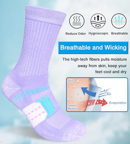Suaskk Womens Cushioned Breathable Athletic Running Crew Socks 5 Pairs - color: Colourful 5 Pairs, size: 6-9