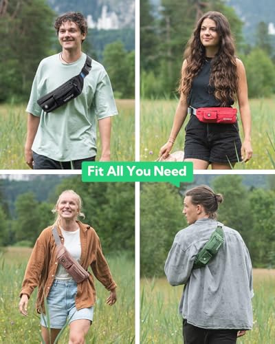 WATERFLY Small Fanny Pack for Women Men, Crossbody Travel Waist Bag Pink - color: Pink