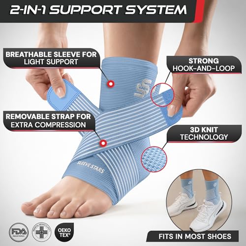 Sleeve Stars Ankle Brace Men & Women Support (Single/S:9"-10"/Light Blue) - color: Light Blue, size: Small