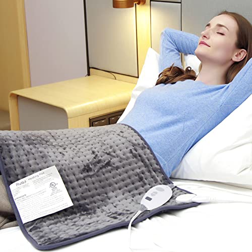 Ruqiji 17''x33'' XXXL King Size Heating Pad with 6 Temperature Settings, Flannel Electric Heating Pad/Pain Relief for Back/Neck/Shoulders/Abdomen/Legs(Gray) - color: Gray