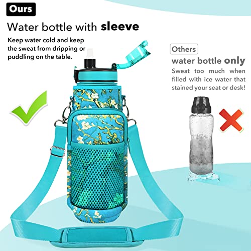 32 oz Water Bottles with Strap & Straw, Sport Motivational Water Bottles - color: Mars Green