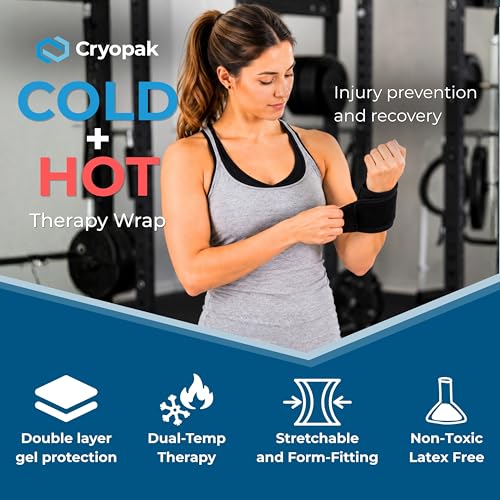 Cryopak Cold and Hot Therapy Wrap, Black, Latex-Free, Non-Toxic, for Back, Abdomen, Hip, Sports Injury Prevention, Recovery (Small). kit Includes Flexible Gel Compress, Sleeve and Strap. - size: Small