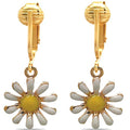 Aloha Earrings Bright & Fun Clip Earrings, Lightweight Stars, Owls, Eiffel Tower, Horse, Cowgirl, Hearts, Elephant, Kitty, Daisy Dangling Charm Designs for Clip Ears - color: Yellow Retro Daisies