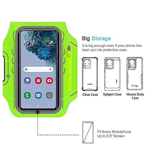 Armband for Samsung Galaxy S26 S25 S24 S23 S22 Ultra/Plus/FE, Gym Running Workouts Arm Band with Earbuds Holder (Green) - color: Green