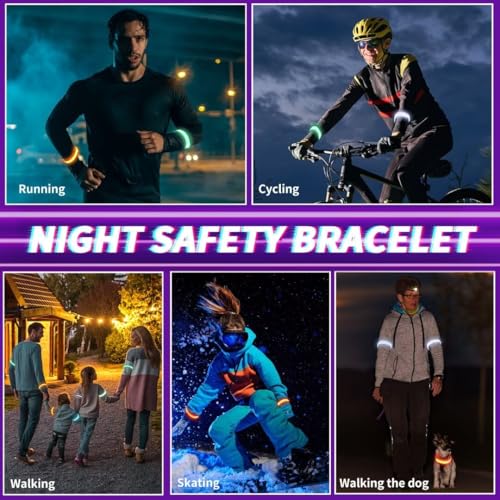 Dilabnba LED Glow Bracelets, Light Up Party Arm Band Bracelets, Halloween Christmas Glow in The Dark Bracelets for Concerts Festivals Game Prizes Sports Rave Accessories - 6PCS - size: X-Large