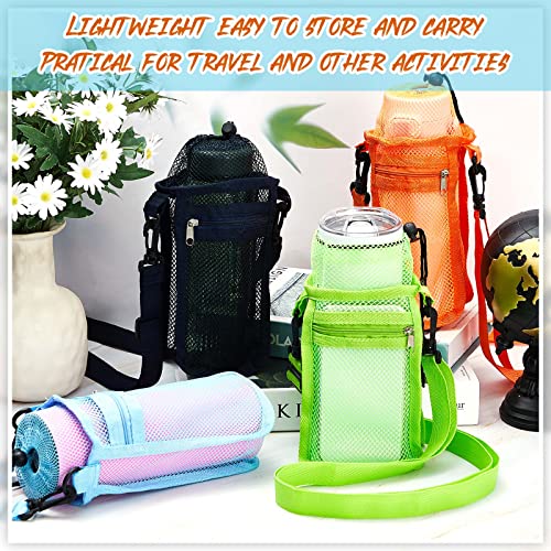 Berlune 8 Pcs Mesh Water Bottle Holder with Adjustable Strap, 8 Colors - color: 8 Colors