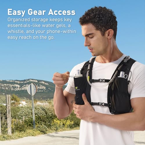 N NEVO RHINO Running Vest, Hyration Vest with 2 Pcs 500ML Soft Flasks - color: Black, size: Small