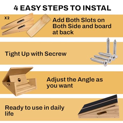 Portable Wooden Slant Board for Calf Stretching - Non-Slip Calf Stretcher Slant board with 5 Position - Adjustable Slant Board for Squats Knees & Ankle Stretcher - Incline board for calf stretching