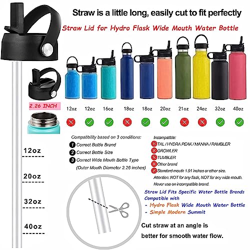 Straw Lid for Hydro Flask Wide Mouth Water Bottle 32 40 OZ - Lids with Straws Replacement Cap Fits 12, 16, 20 oz Hydro Coffee Flasks, Flip Top Flex Handle, BPA-Free Sports Accessories Cover(Carnation) - color: Carnation