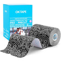 OK TAPE Kinesiology Tape PRO Pre-Cut Latex Free Strips 2in x 16.4ft 2Rolls - color: Black+white