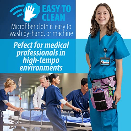 Nursing Tools Nurse Fanny Pack with Elastic Leg Band – Nursing Waist Bag Organizer with Holders for Stethoscope, Tape & Bandage Scissors – Medical Utility Pack (Purple Haze) - color: Purple Haze