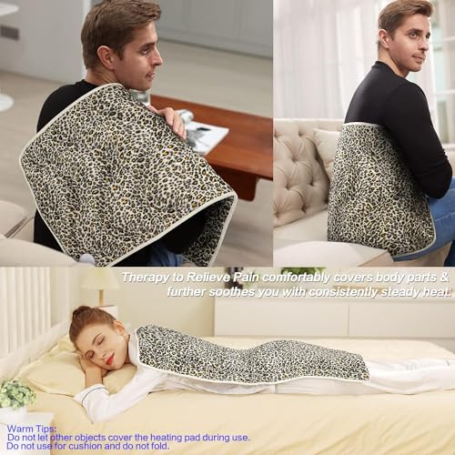 Heating Pad,Heated Blanket,Heating Pad for Back Neck,LeopardPrint,33x17 in - color: Leopardprint, size: 33x17 Inch