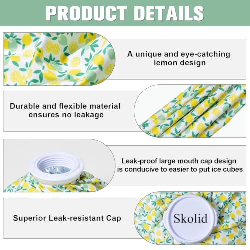 Ice Packs for Injuries Reusable, 3 Sizes, Lemon - color: Lemon