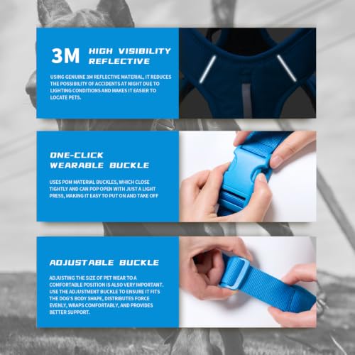 No-Pull Dog Harness Reflective Breathable Adjustable Vest - color: Blue, size: S