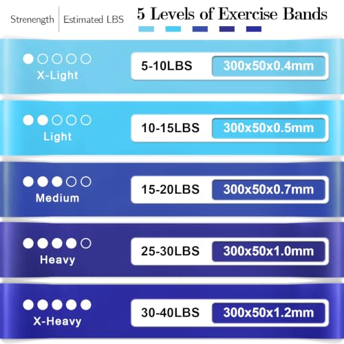 Resistance Bands for Working Out, 5 Levels Elastic Exercise Bands - color: Blue