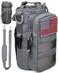DEFUNX 32 Oz Water Bottle Holder with Strap Bottle Carrier Bag with Phone Pocket MOLLE System for Walking - color: Glacier Grey