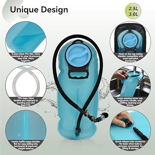 MARCHWAY Ultra Durable TPU Hydration Bladder with Insulated Tube, 2.5L/3L - color: Blue, size: 3L