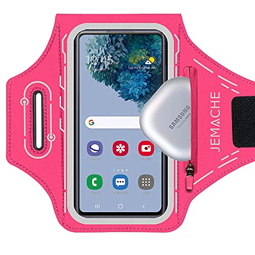 Armband for Samsung Galaxy S26 S25 S24 S23 S22 Ultra/Plus/FE, Gym Running Workouts Arm Band with Earbuds Holder (Rosy) - color: Rosy