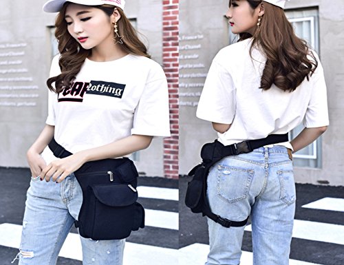 Small Multi-Purpose Drop Waist Leg Bag Canvas Hip Molle Pack Sport Camping Hiking Motorcycle Racing Pouch Black - color: Black