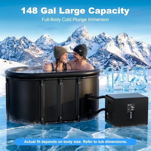 Upgraded 148Gal XXL Oval Ice Bath Tub for Athletes, 7 Layered Portable Cold Plunge Tub with Insulated Lid and Travel Bag, Inflatable Ice Pod for Home, Gym, Indoor, Outdoor Use - size: 148Gal Ice Tub
