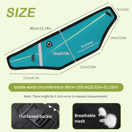 SooGree Slim Running Belt Fanny Packs for Women Men,Water Bottle Holder Hydration Fanny Pouch,Waterproof Sport Waist Pack with Reflective Strip,Runner Belt Bag for Running Cycling Camping Gym (Blue) - color: Blue