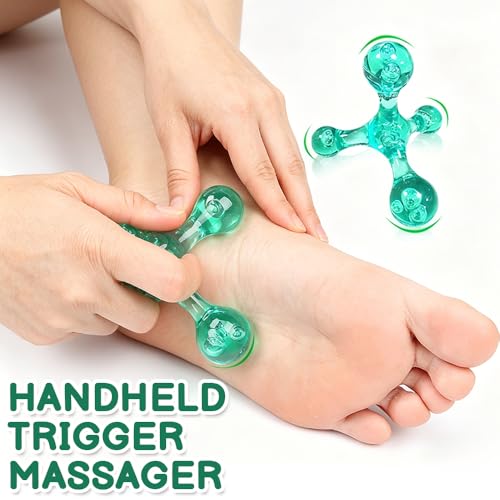 Triangle Relief Massage Ball, Mini Crystal Handheld Trigger Massager, Deep Muscle Tissue Palm Pressure Point Massage Tool, for Neck Shoulder Back Muscle Pain Relief, Transparent Green