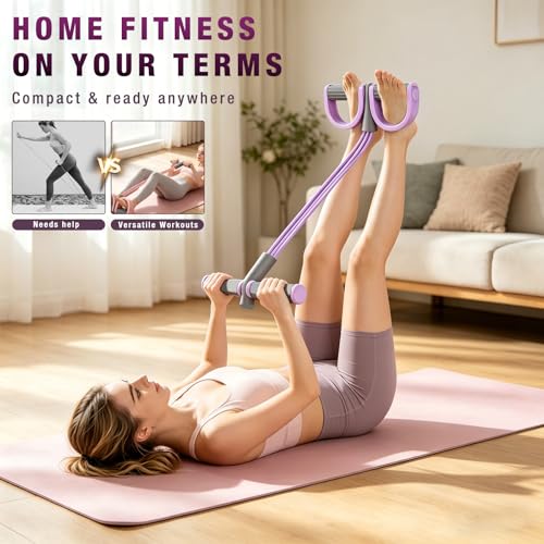 Pedal Resistance Bands with Handles,6-Tube Elastic Foot Yoga Pedal Resistance Bands,Natural Rubber Foot Pedal Resistance Bands,Multifunction Fitness Bands for Abdomen,Waist,Arm,Leg Stretching Training - color: Purple