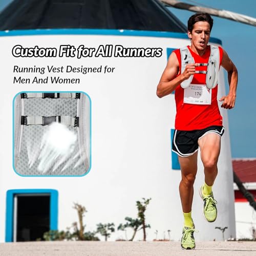 Runlight Running Vest for Women Men, Adjustable Hydration Backpack Breathable Reflective with 1.5L Water Bladder for Hiking, Trail, Running, Marathons, Cycling - color: Gray