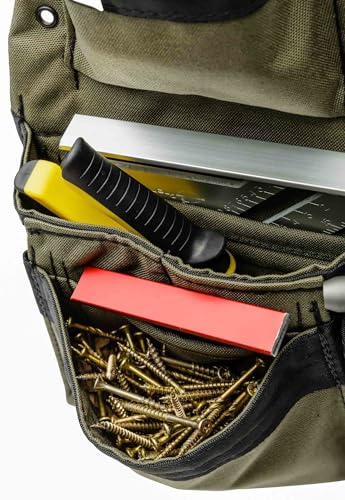 The Diamondback Eagle Tool Pouch - Modular Utility Pouch for 4" Tool Belts - Ideal Carpenter & Electrician Tool Pouch for Nuts, Punches & Fasteners - style: Ranger Green - Left Side