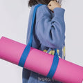 Yoga Mat Carrier Strap Adjustable Cotton Sling for Large Thick Mats 2 in 1 Carrying Strap and Stretching Band - color: Blue