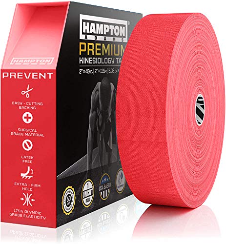 Hampton Adams Kinesiology Tape, Uncut Roll, Waterproof Muscle Support - color: Red, size: 2in x 135ft (1 Roll)